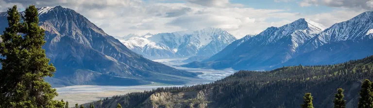 Panorama of the mountains in the light of the setting sun